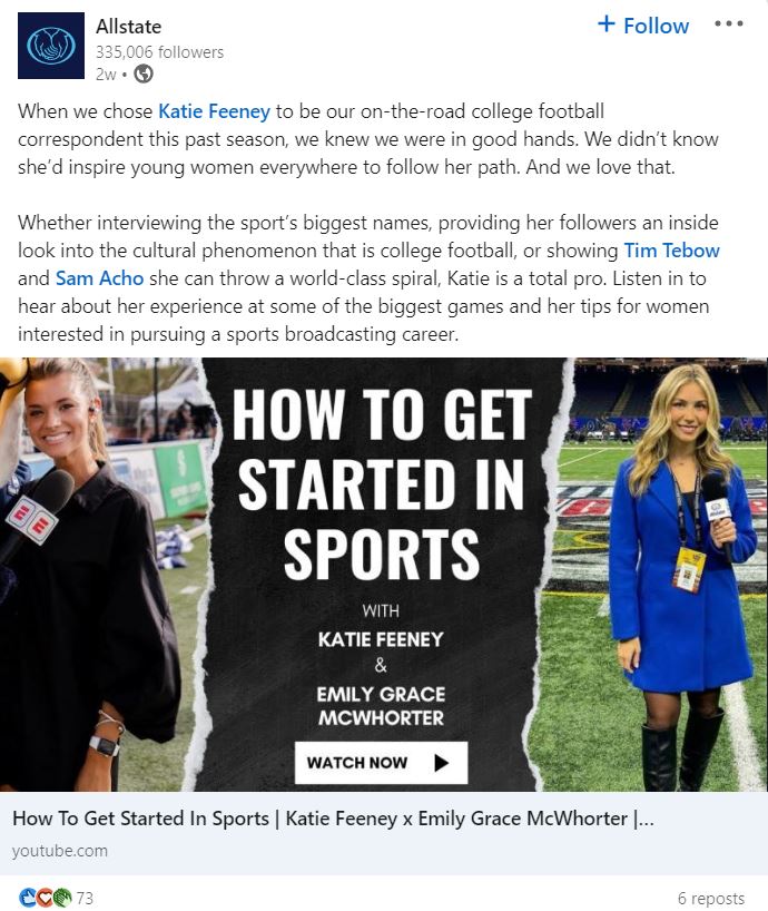 Allstate partners with social media influencer Katie Feeney.
