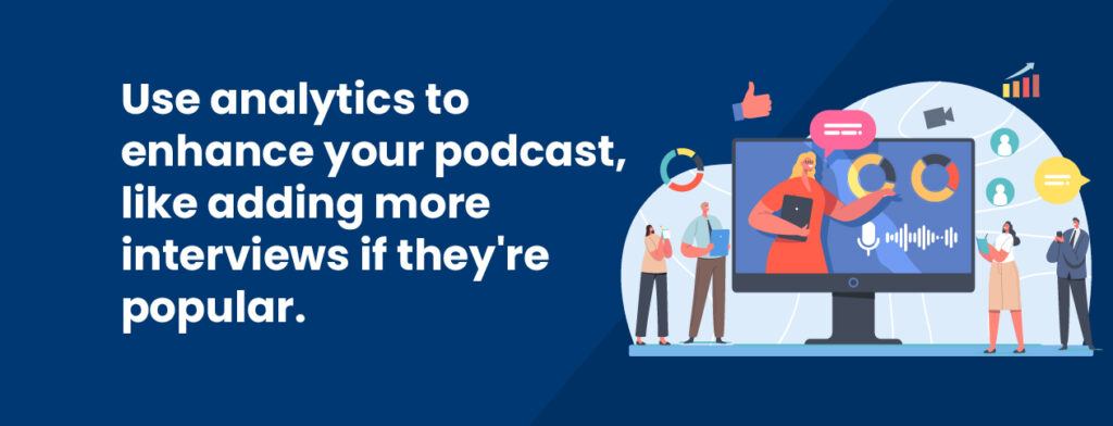 Use analytics to enhance your podcast, like adding more interviews if they're popular.